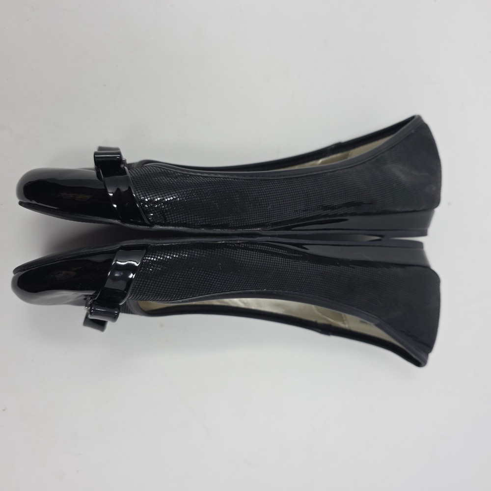 Anne Klein Tarly2 Flats Womens 8M Black Patent Bow iFlex Dress Shoes Ballet - Picture 5 of 7
